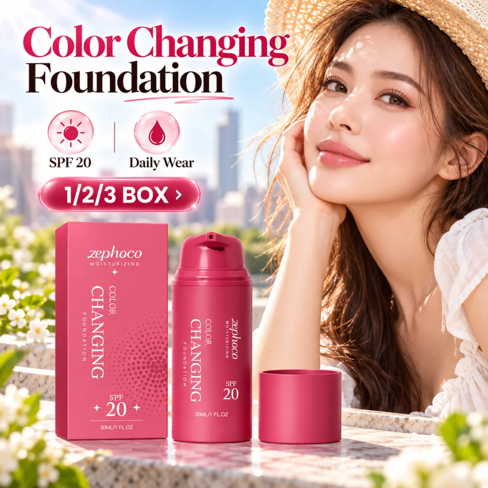 30ml Color Changing Foundation SPF20 2 In 1 Concealer Base Lightweight Hydrating Liquid Makeup Natural Tone Matching Coverage