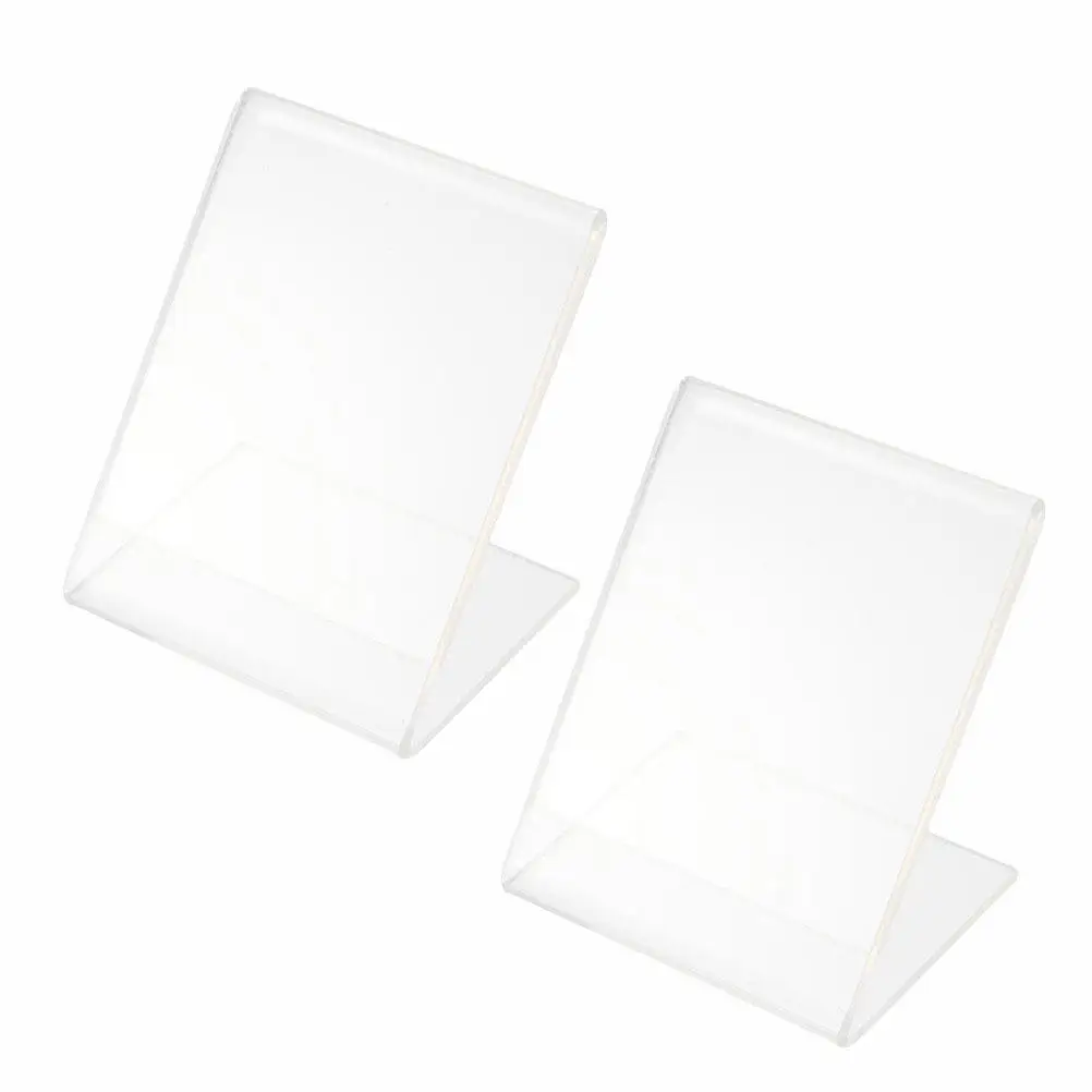 

2Pcs L Shape Plastic Display Stand Qr Code Holder Clear Sign Stand for Price Tags Menus Office Events Name Cards Holders