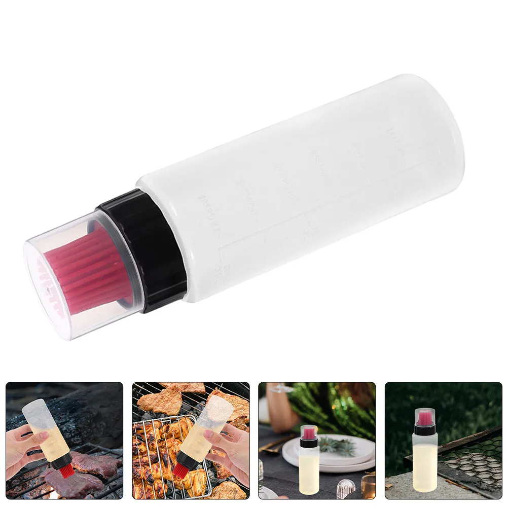 Silicone Oil Bottle Brush Combo 175Ml with Measuring Scale Leakproof Heat Resistant Basting Tool for Cooking Bbq Sauces Grilling