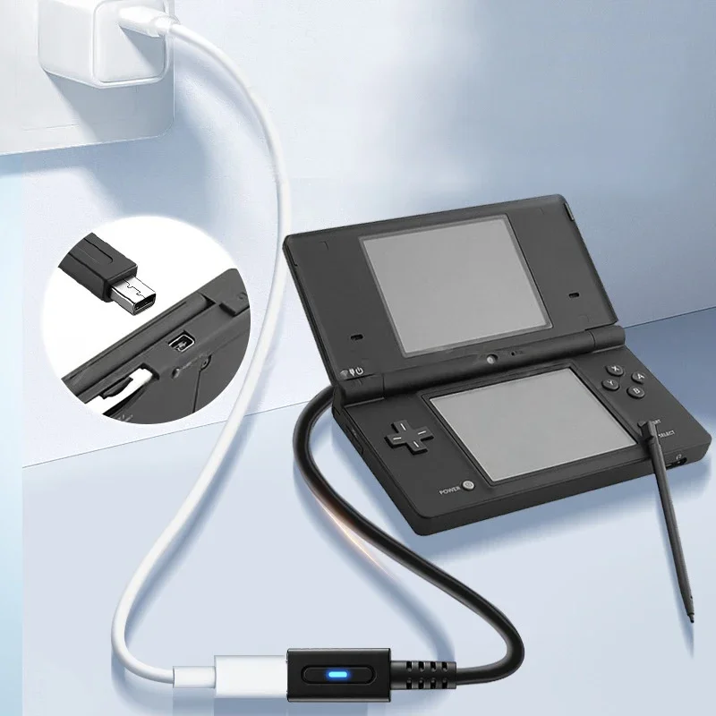 PD USB C Cable for WiiU Controller PD Charging Adapter Type C Cable with LED Convert Cord for WiiU Game Console Power Wire