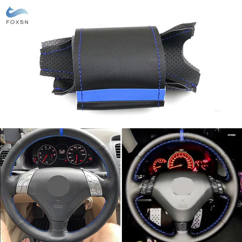 Car Steering Wheel Cover Trim Blue Line Bar For Honda Accord Coupe 7 2003-2007 Accord Euro Acura TSX 2003 2004-2008 (3-Spoke)