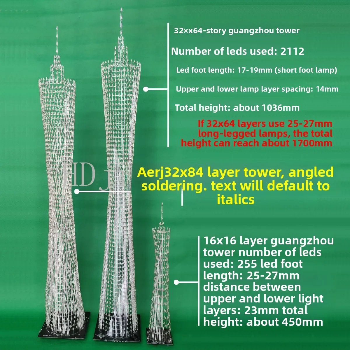 

Letao 64-Layer Canton Tower DIY Kit – LED "Xiaomanyao" Light Cube, STM32 Microcontroller Electronic Components Set