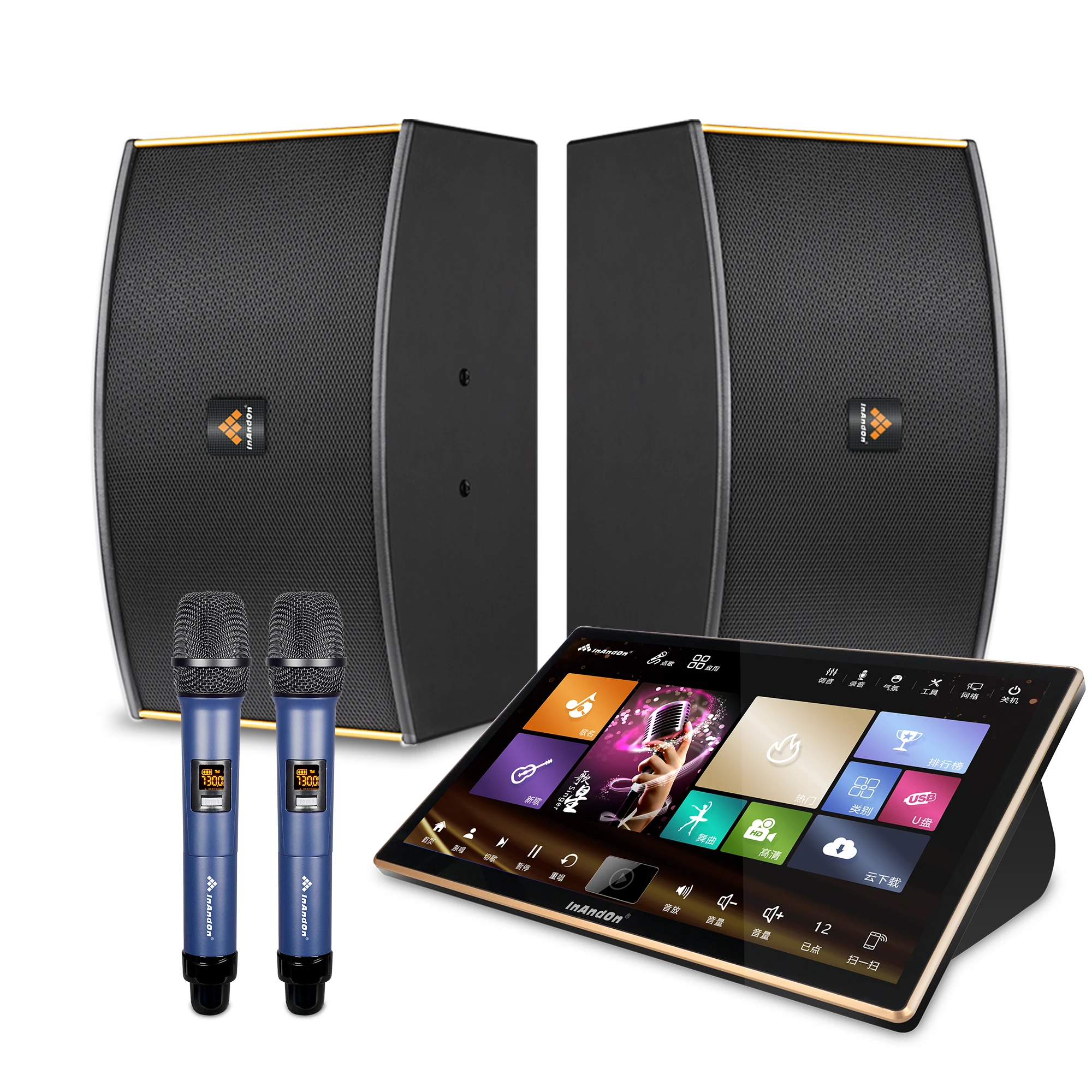18.5 4K Wifi 6TB Power Amplifier All-in-one KTV Karaoke Machine System Karaoke Player Set with Wireless Microphone and Speakers
