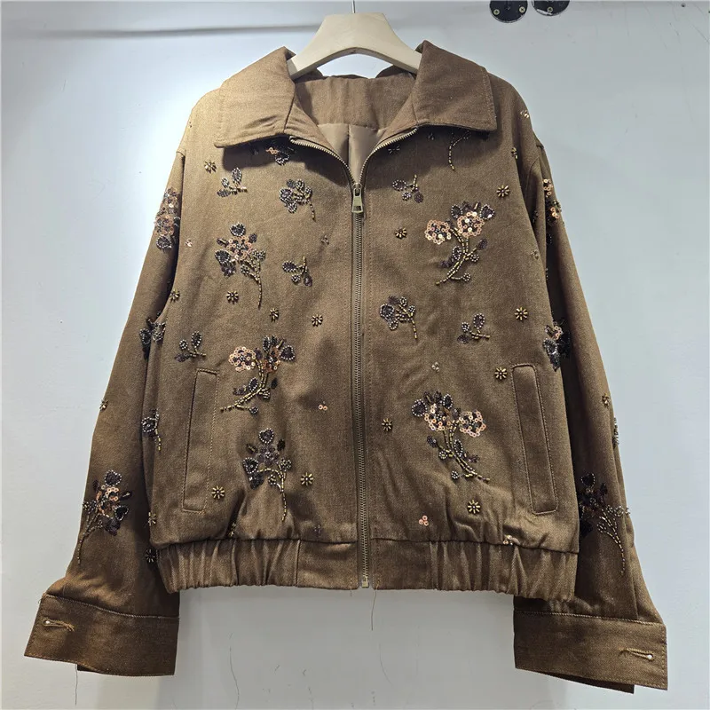 SuperAen European and American Style Retro Embroidered Flares Jacket for Women Casual Loose 2026 Autumn New Fashion Tops
