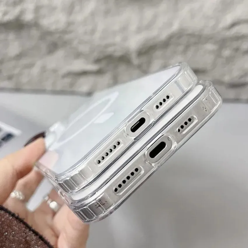 Original Magnetic Transparent Phone Case For iPhone 17 18 16 15 14 13 12 11 Pro Max Plus 16e E For Magsafe Silicone Cover Funda