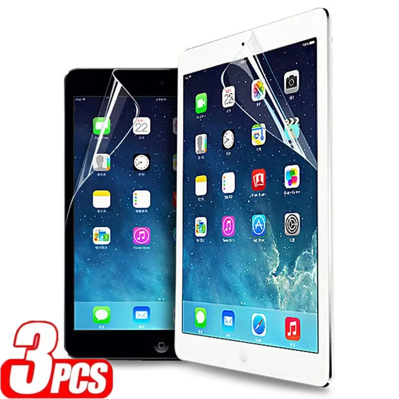 

3 шт., мягкая защитная пленка для экрана из ПЭТ для Apple iPad 10, 9, 8, 7, мини 6 5 4 3 2 для Apple iPad Air 5 4 3 2 1 Pro 11 12,9 2022 2021