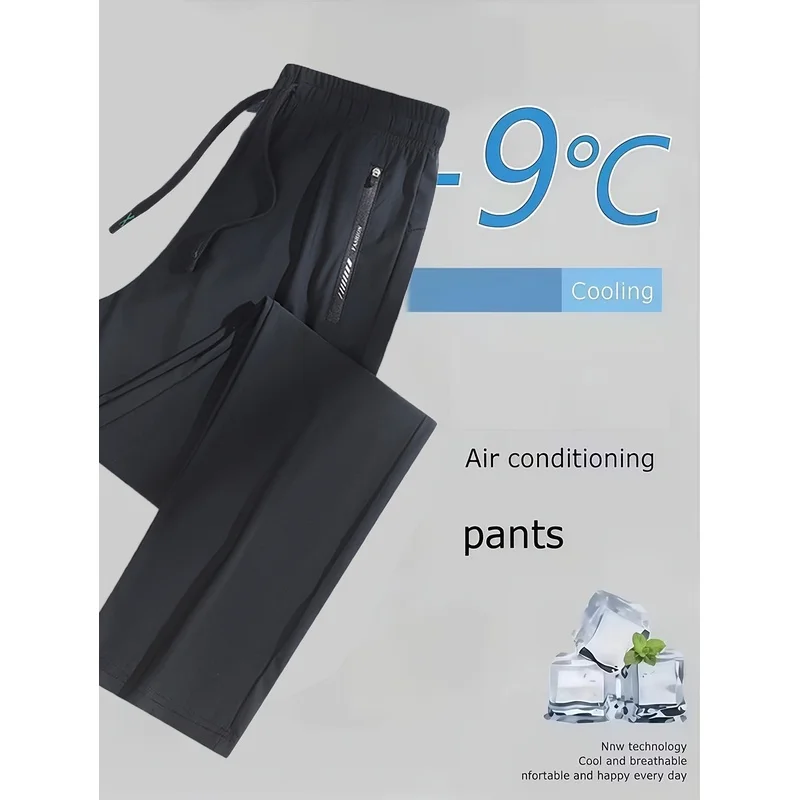 Summer Women'S Quick Drying Pants Gym Running Yoga Sports Pants Elastic Waist Straight Leg Ice Silk Pants Casual Outdoor Pants