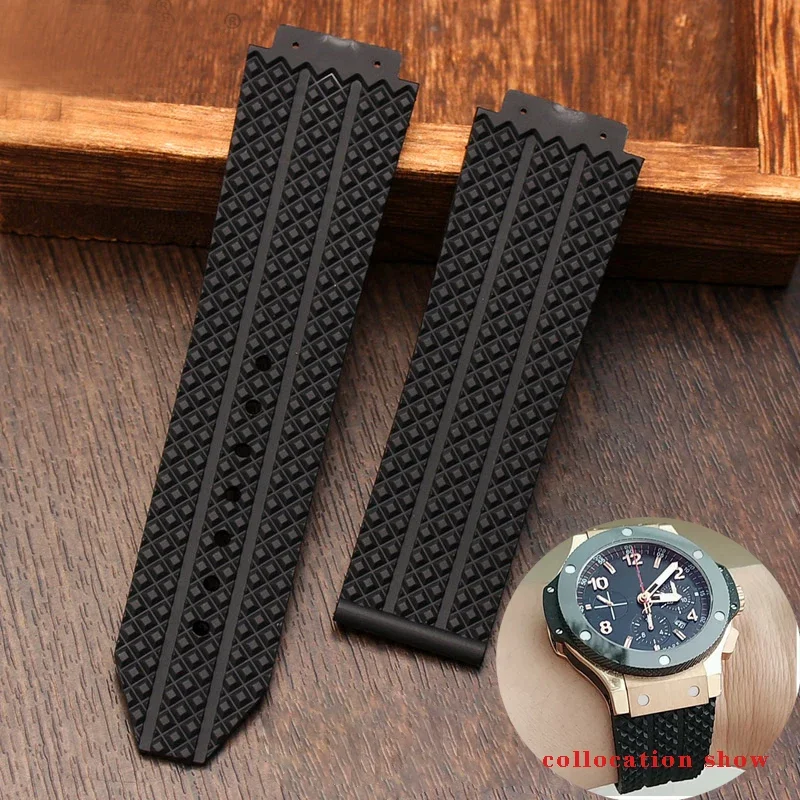 For Hublot strap BIG BANG authentic Watchband   free tool New Black Silicone Men Rubber watchband26*19 two style