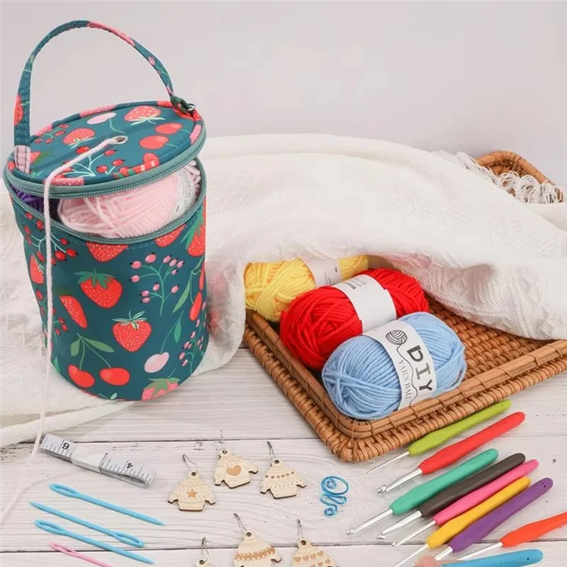 

PTST Crochet Hook Set Crochet Bag Crochet Hooks Portable Yarn Crochet Kit Knitting Needles Yarn Storage Organizer