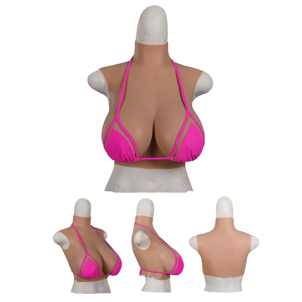 Fake Huge Boobs Plate Artificial Silicone Breast Forms Bodaysuit For Crossdressing Cosplay Shemale Sissy Travesti Transgender