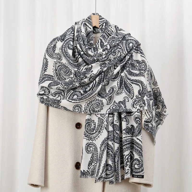 

Новый модный модный женский длинный шарф с принтом пейсли, теплый осенне-зимний мягкий тяжелый шаль, женская накидка