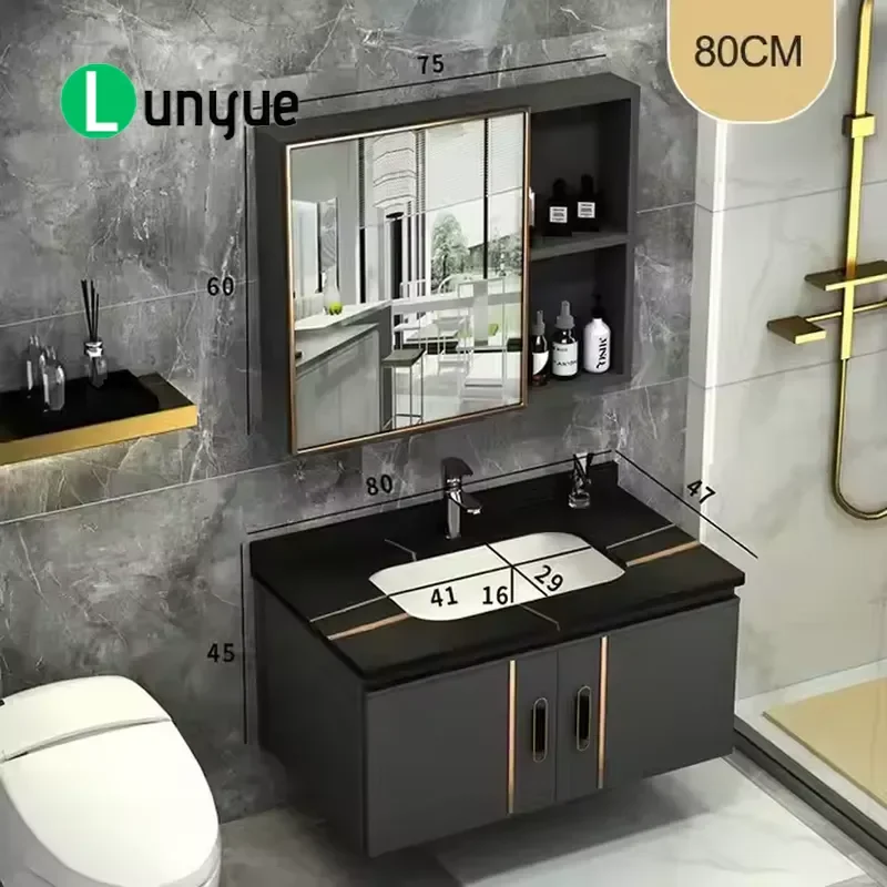 Custom Modern Wall Mounted Plywood Bathroom Vanity With Sink Eco Friendly Wash Basin For Home Hotel Durable Space Saving