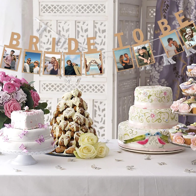 1pc Braut zu sein Foto Banner Bachelorette Henne Party Girlande Flaggen für Hochzeit Braut dusche Verlobung feier hängen Dekoration – Detail 4