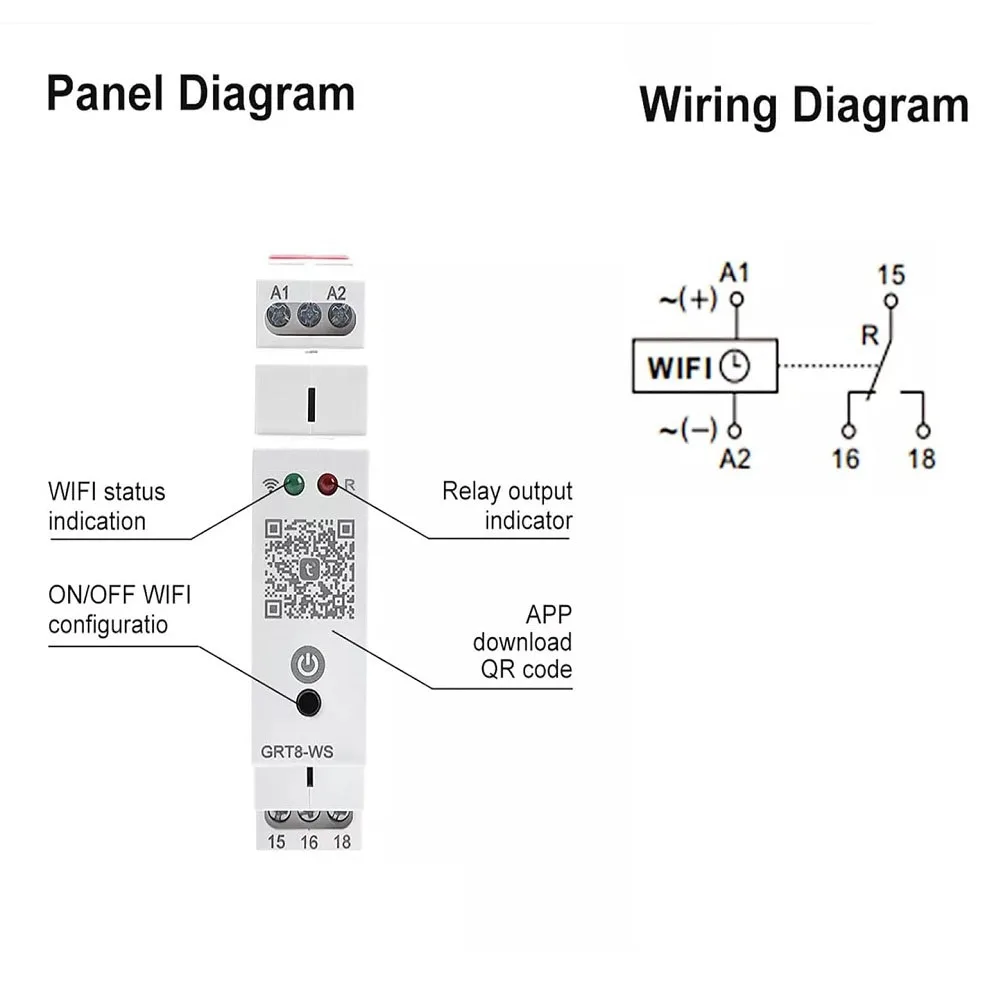 Smart Home Automation GRT8WS WiFi Timer Relay Compatible with For TUYA Application and Voltage Range of AC/DC 110 240V