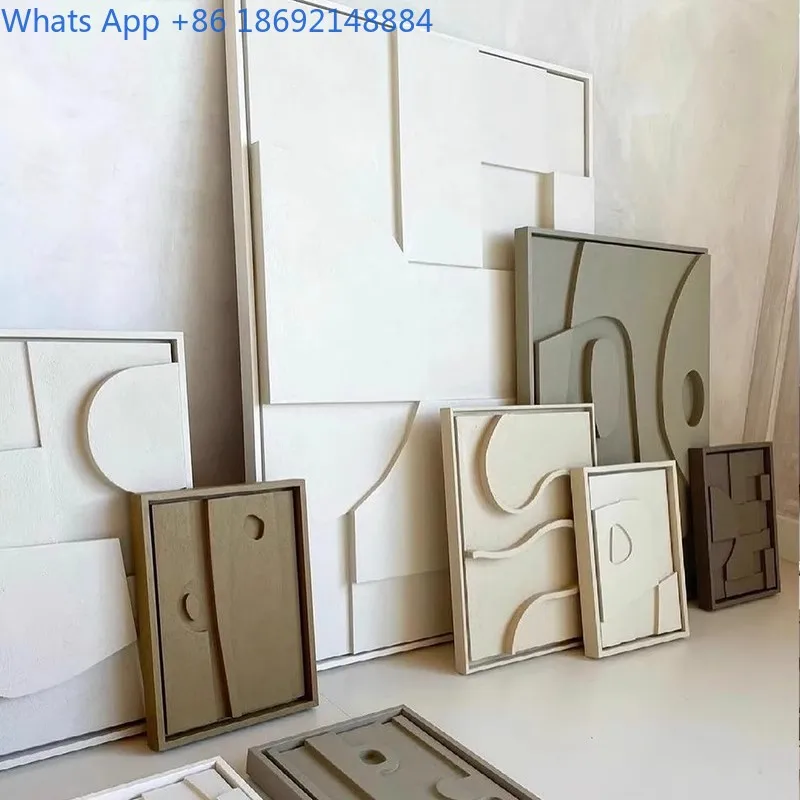 3D Oil Painting Morandi Geometric Abstract Entrance Hanging Painting Set Living Room Decorative Painting