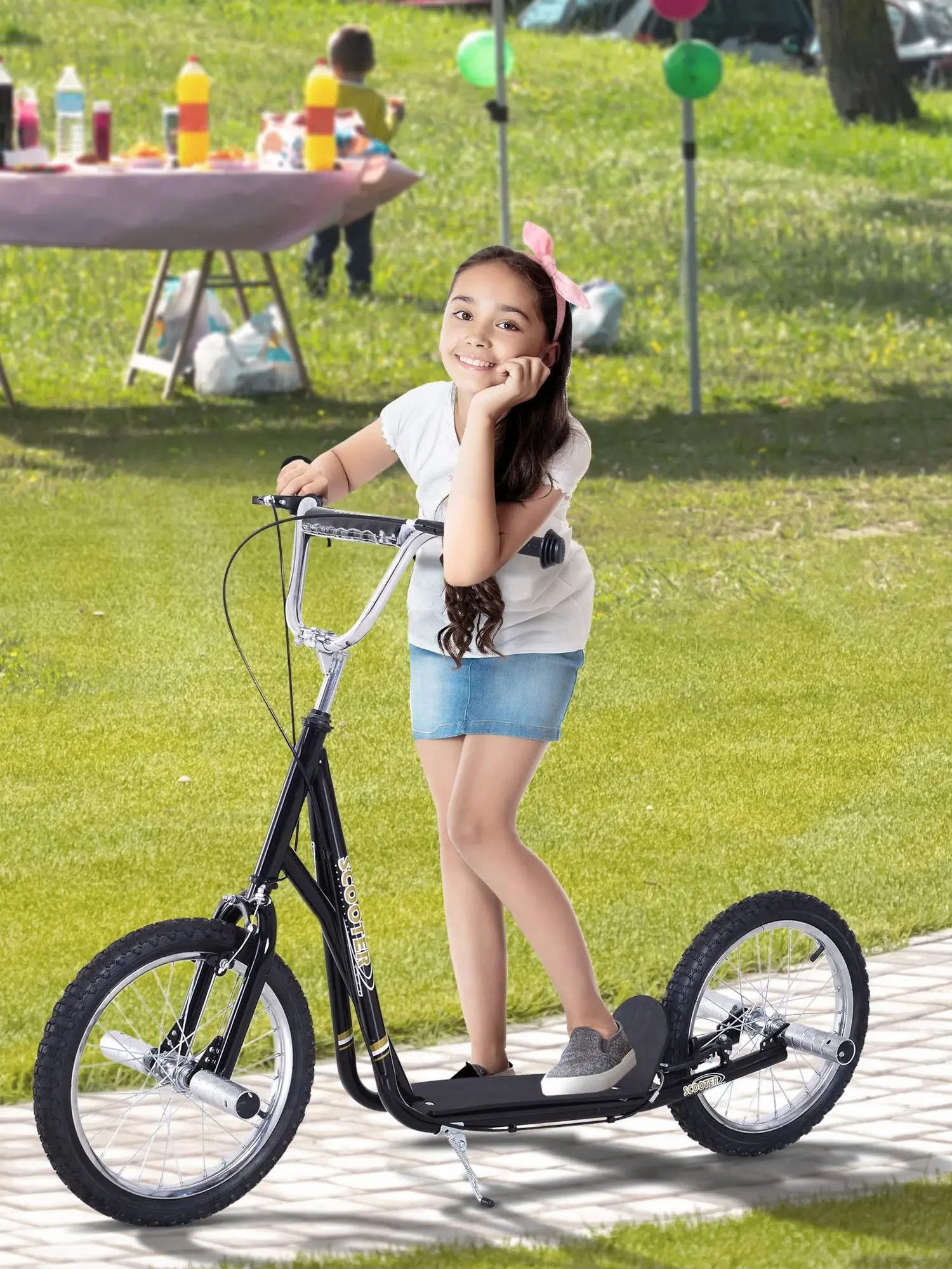 Homcom scooter voor kinderen +5 jaar met verstelbaar stuur 143X58X100 cm zwart - afbeelding 2