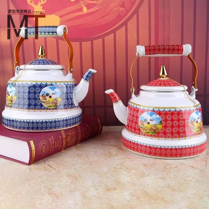 

Эмалированный чайник, этнический крем, чай, кофе, чайник для заваривания чая, ресторанный бытовой чайник для воды