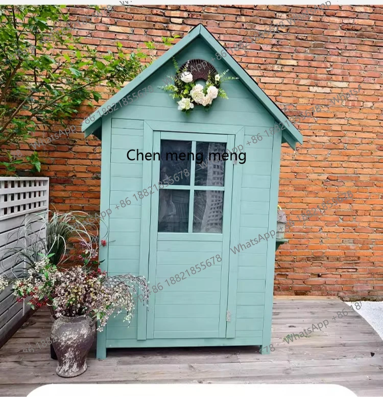Outdoor, solid wood locker waterproof and sunscreen garden balcony, yard terrace sundries storage cabinet