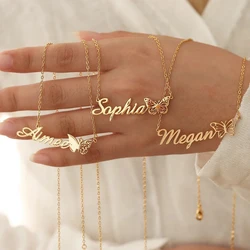 Customized Birthday Butterfly Name Necklace Personalized December Titanium Steel Luxury Clavicle Chain Women's Jewelry Wholesale