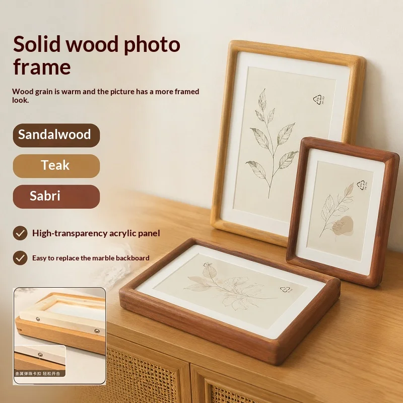 Solid Wood Picture Frame Rounded Corner Empty Photo Frame, Tabletop Mount for Calligraphy DIY Painting Photo Home Decor