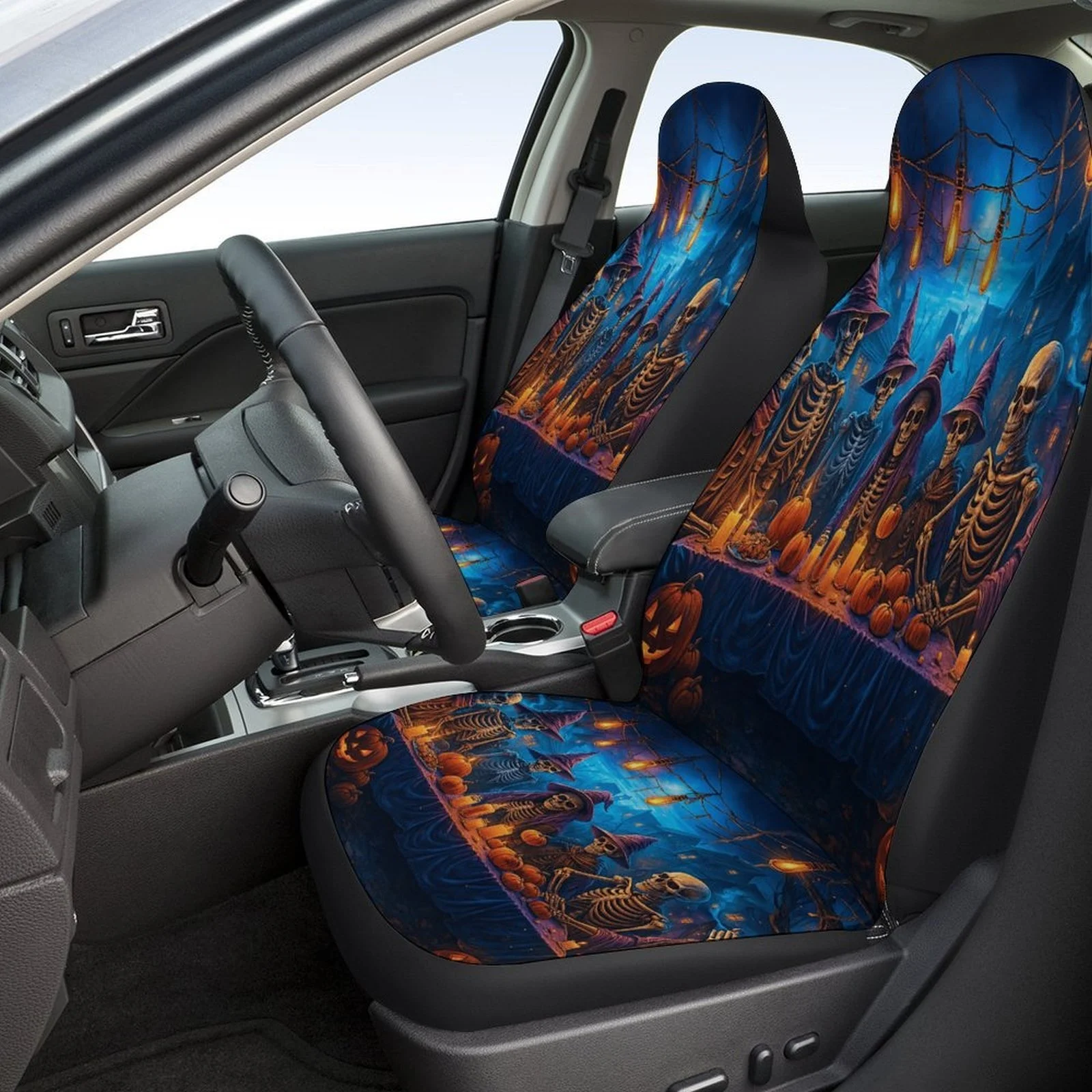 Set Of Halloween-Themed Car Seat Covers Suitable For Various Vehicles, Stylish And Cozy Covers For Car Seats, Complete Set Inclu