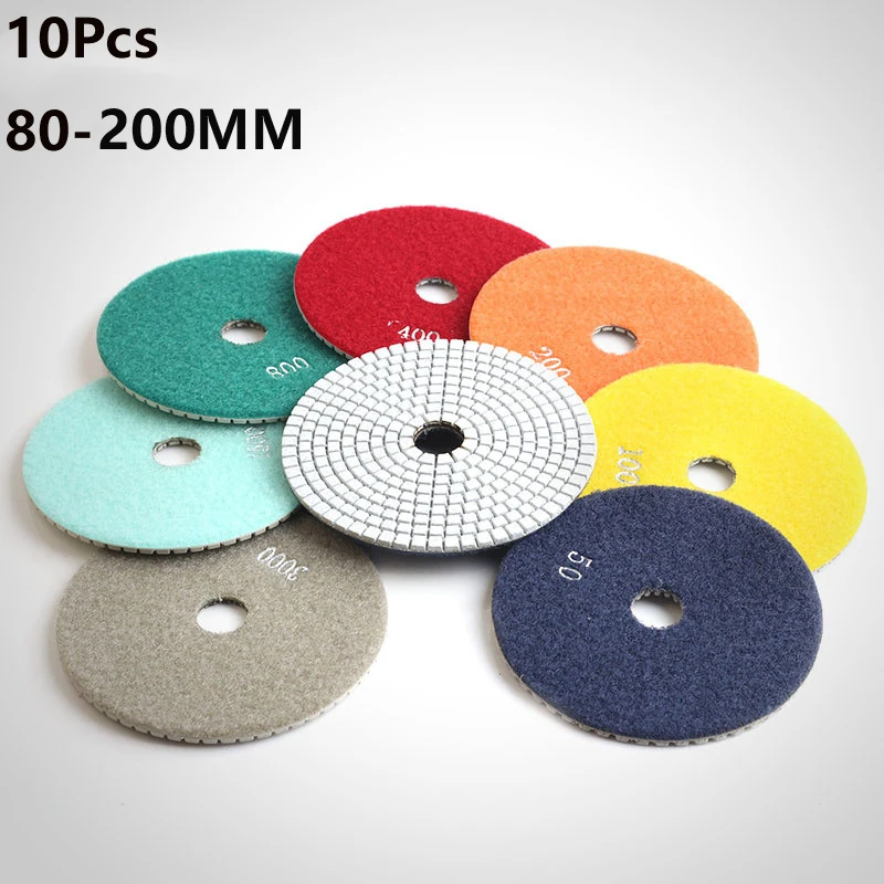 

3/4/5/6/8 Inch 80MM-200MM Diamond Wet Polishing Pad For Sanding Stone Marble Granite Countertop Polishing Abrasive Tools 10 Pcs