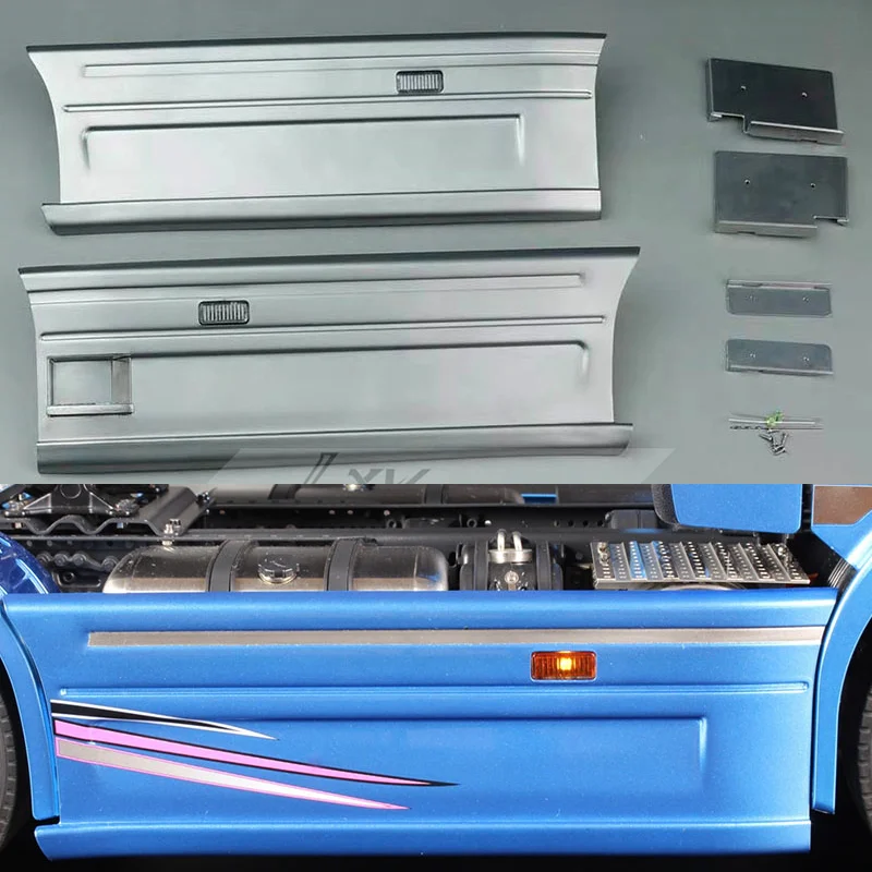 Escala 1:14, 2 uds., paneles laterales de Metal de simulación, accesorios de actualización para camión Tamiya RC SCANIA R470