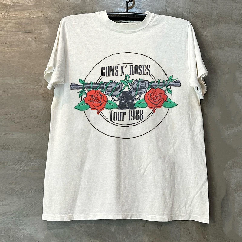 

Летняя хлопковая футболка с короткими рукавами Guns N 'Roses Guns N' Roses Band, мужская винтажная американская красивая футболка с коротким рукавом