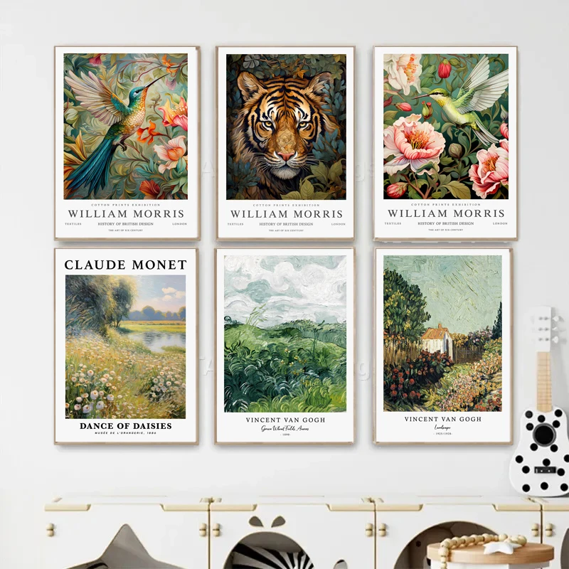 

Abstract William Morris Monet Van Gogh Gallery Wall Art Prints Canvas Paintings Exhibition Posters for Living Room Decor