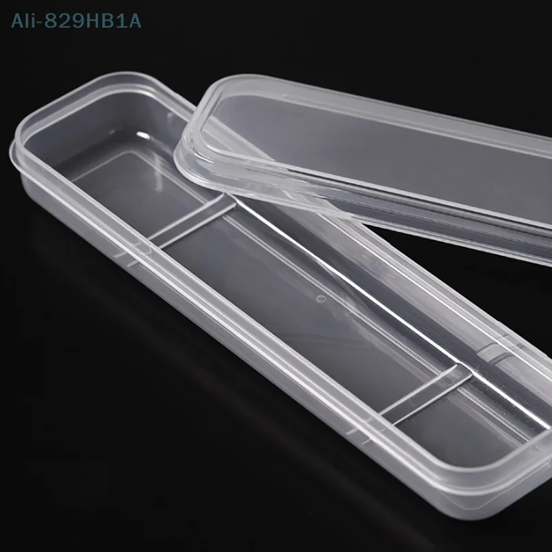 Nail Art Empty Storage Box Rectangle Plastic White Transparent Buffer Grinding Files Nail Rhinestone Brush Pen Container Case