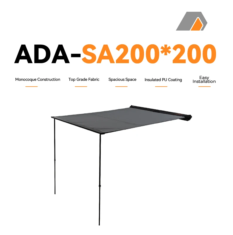 ADA OVERLAND Different Sizes Windproof and Waterproof Parallel Side Awning with Soft Shell and LED Strip OEM