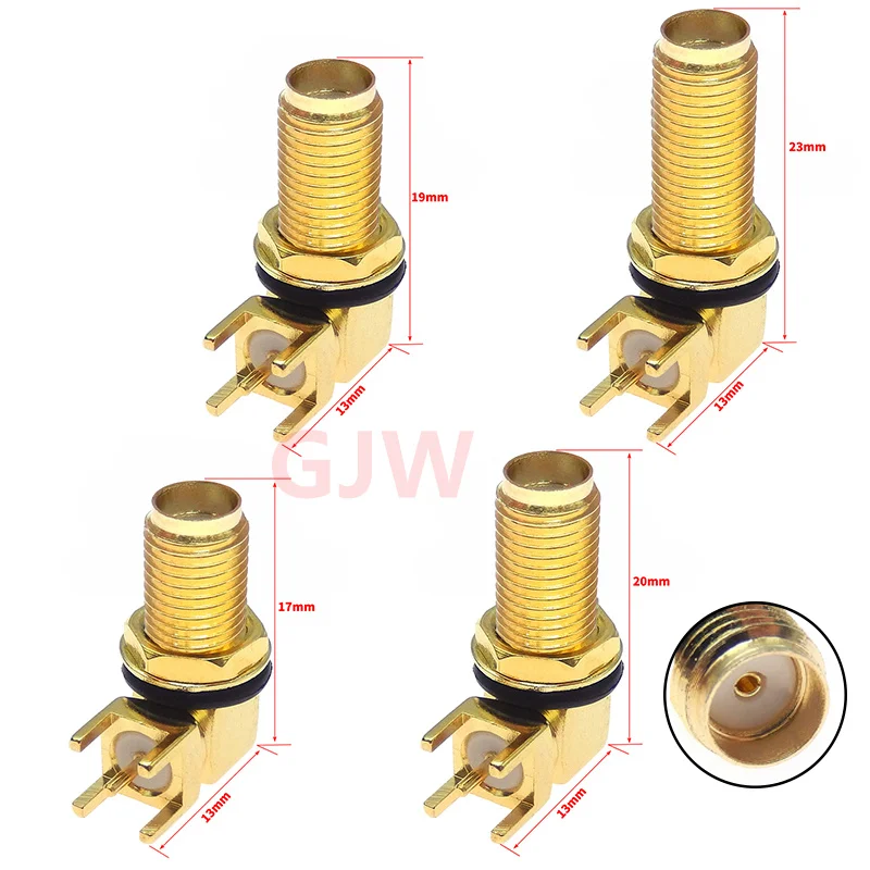 1PCS lengthen 17MM 19MM 20MM 23MM SMA-KWE RF ADAPTER FEMALE PLUG RIGHT ANGLE 90 DEGREE Antenna CONNECTOR PCB Mount Thru Hole