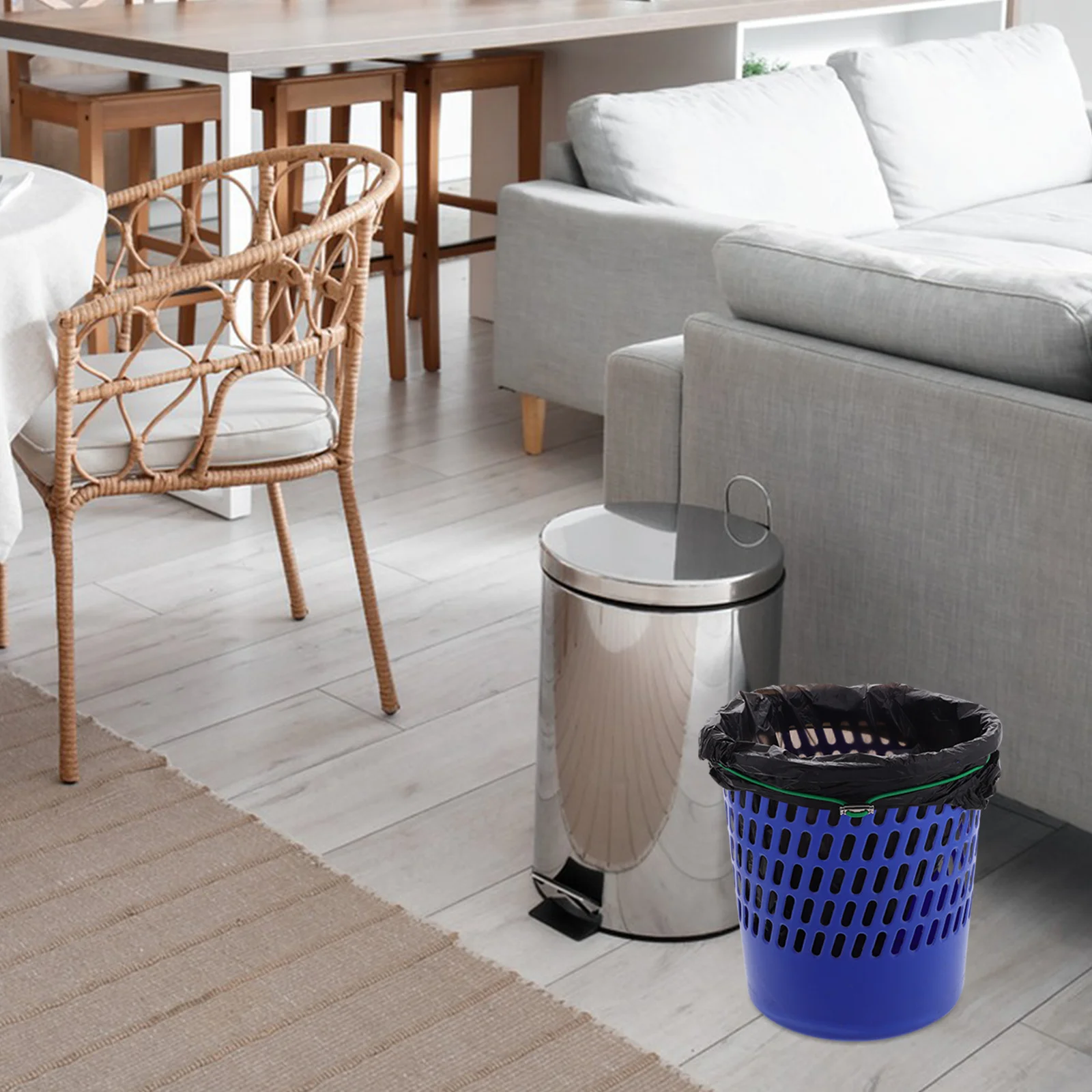 

6pcs Trash Can Rubber Adjustable Elastic Bands For Garbage Bag Fixing Matte Anti-Slip Waste Bin Band Holder Household Office Use