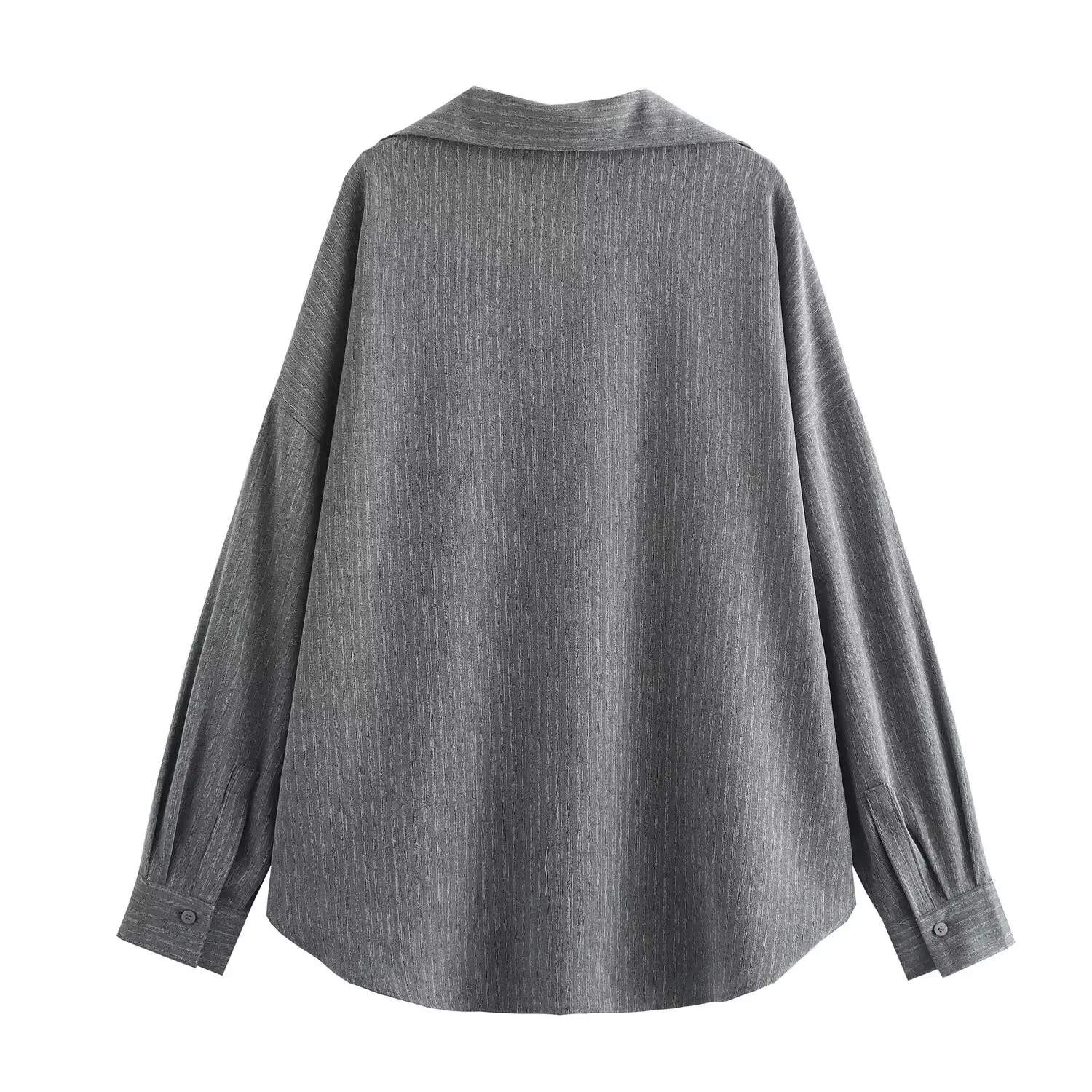 Camicia da donna con colletto a polo casual a righe larghe con decorazione abbottonata di nuova moda da donna camicia da donna a maniche lunghe retrò top chic