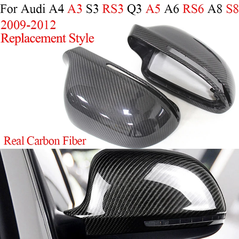 Real Carbon Fiber for Audi A3 S3 Q3 Rs3 A4 B8 A5 A6 Rs6 A8 S8 2009-12 Car Side Mirror Cover Blind Spot Assist Auto Modification