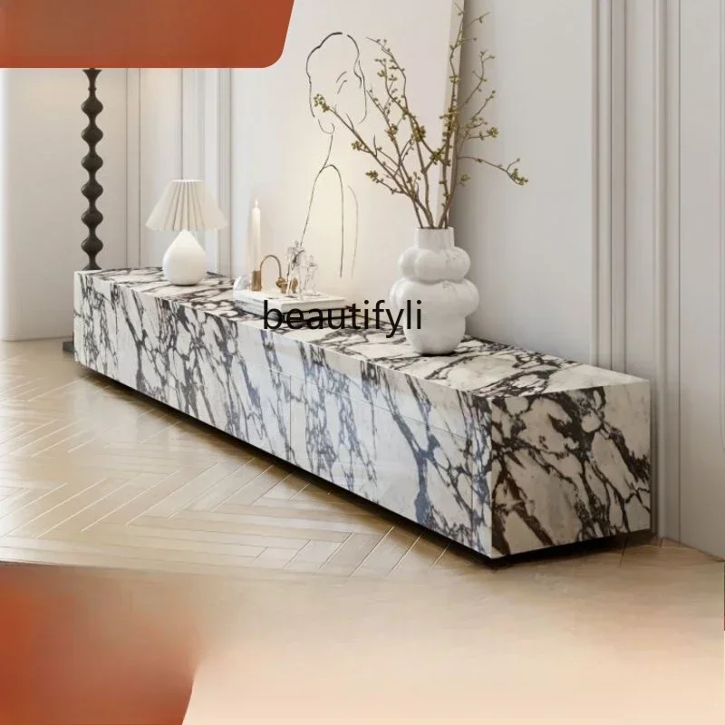 

xzNew Italian minimalist floor slate living room home TV cabinet integrated floor cabinet