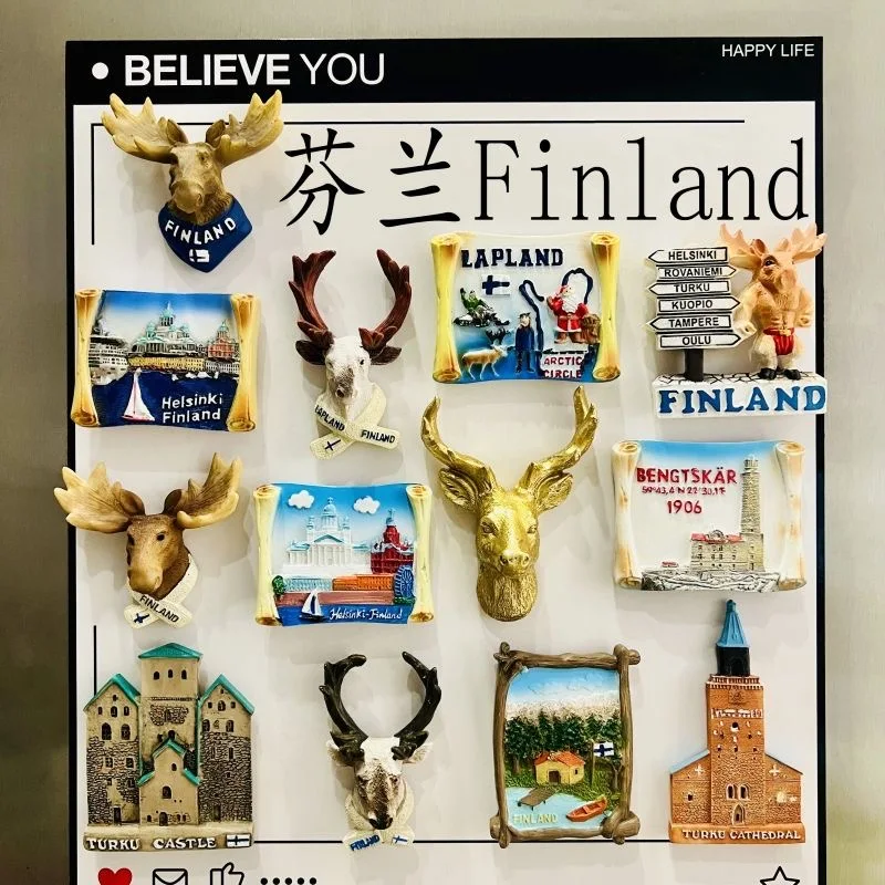 Finland 3D Fridge Magnets Tourism Souvenir Resin Refrigerator Magnets Sticker Collection Handicraft Gift Decoration Articles