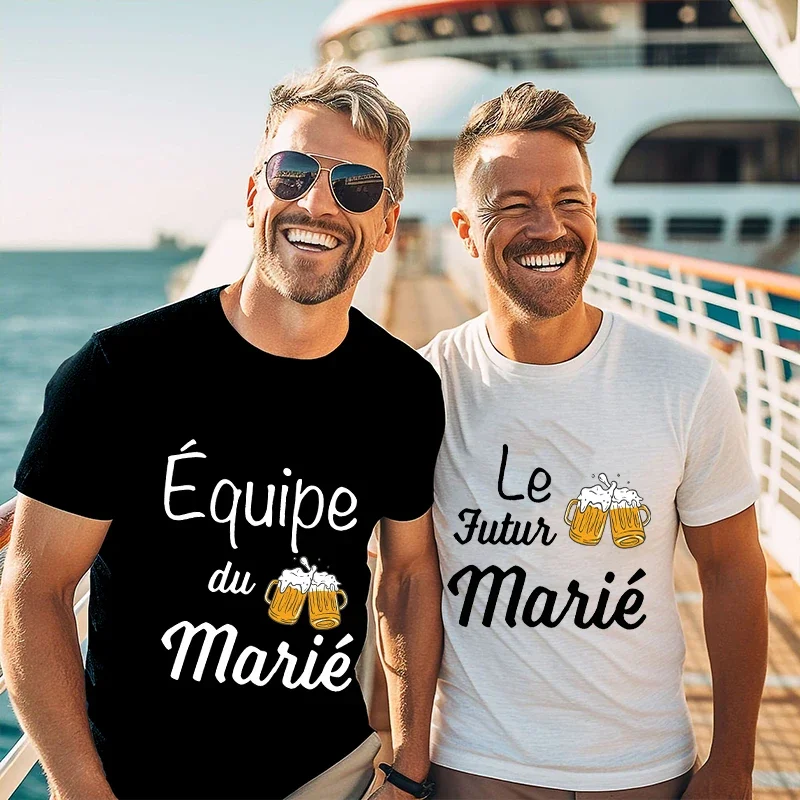 Groom Squad Men T-shirt French Wedding Beer Party Tees Boyfriend Bachelor Party Tshirt Evg Team Future Groom Best Man Y2K Tops