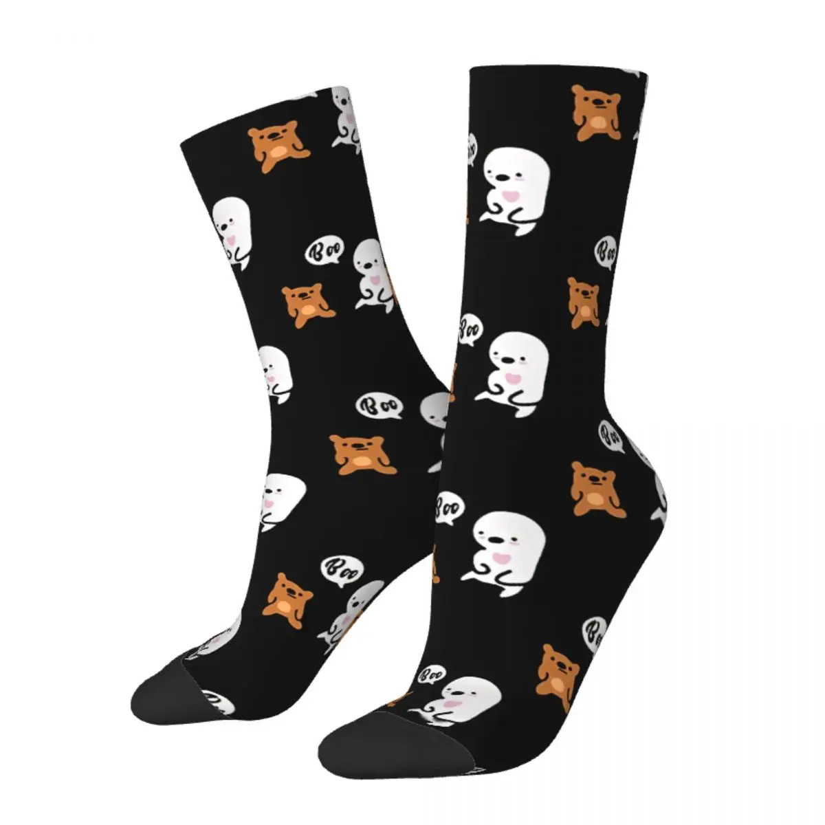 

Happy Men's Socks Spooky Bear Boo Retro Harajuku Ghost of Disapproval Hip Hop Novelty Pattern Crew Crazy Sock Gift Printed