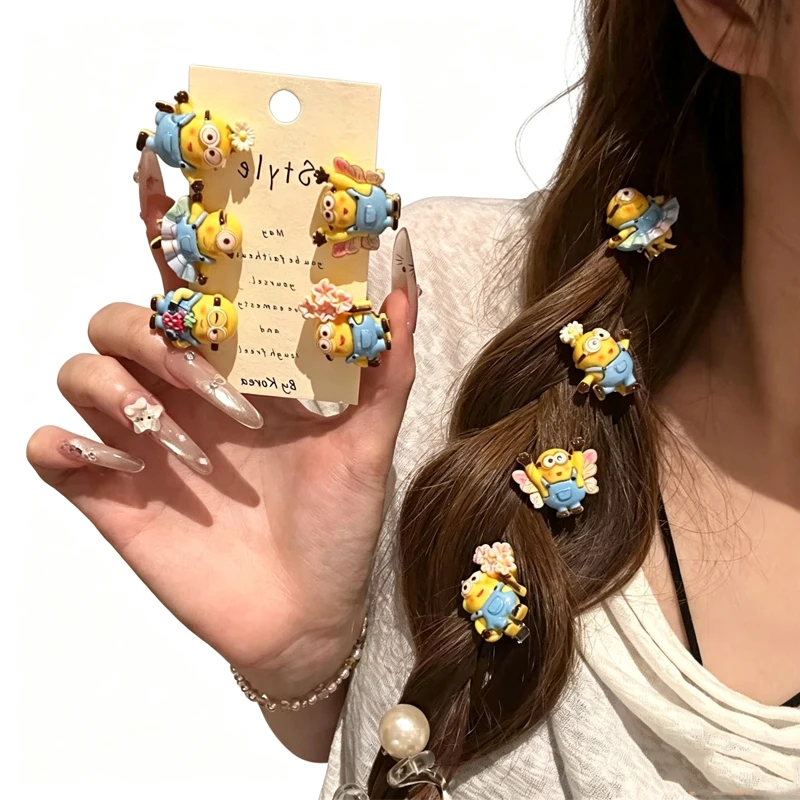 5pcs/10pcs Cute Resin Minions DespicableHair Clips for Girls, Sweet Yellow Bath Toy Inspired Set for Daily Hairstyles