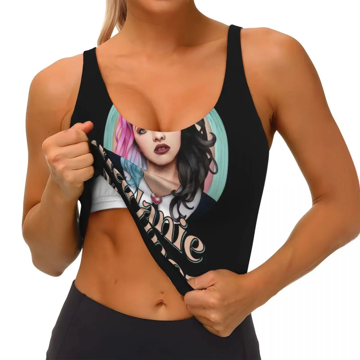 Custom Music Singer Melanie Martinez High Impact Sports Bras for Women Seamless Workout Yoga Crop Tank Tops