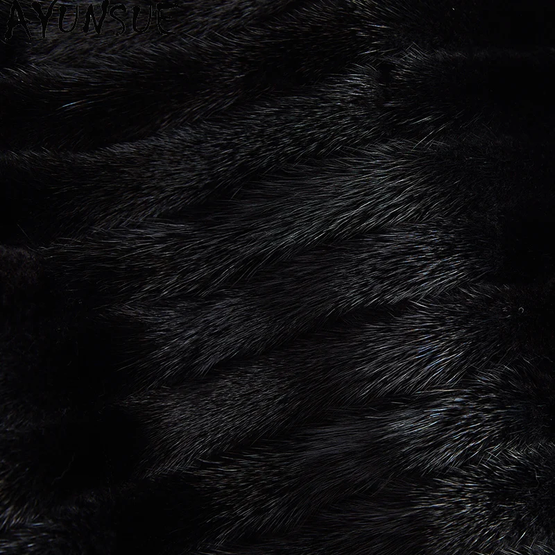 AYUNSUE Cappotto di pelliccia di visone Donna Cappotti corti per donna Inverno Nero Abbigliamento stile di lusso per donna Pelzmantel Damen di alta qualità