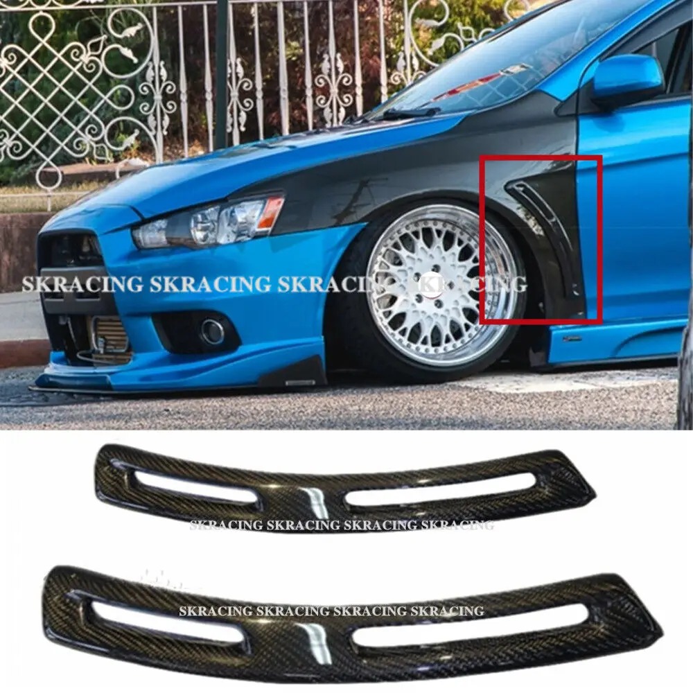 Car Interior Decoration Stickers Fits For Evolution X EVO 10 Carbon Fiber V Style Front Fender Wing Side Vents Bodykit