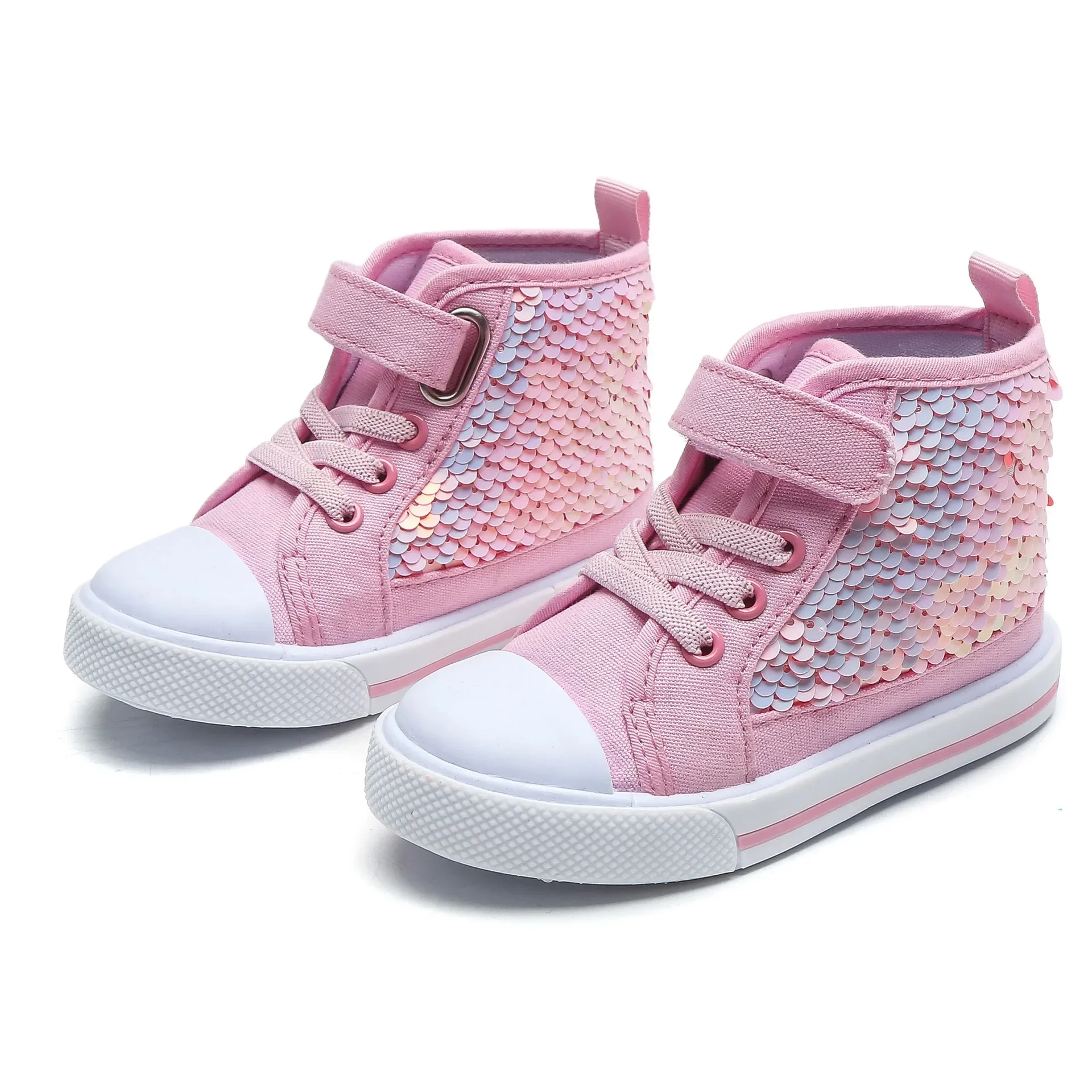 zapatillas High Top Canvas Shoe Trendy Girls\' Shoes Sequin Sneakers Princess Shoe Casual Board Shoes Shiny Kid Shoes кроссовки