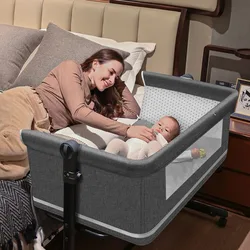 Berceau multifonctionnel portable 10 en 1 pour bébé, lit inclinable avec moustiquaire et matelas