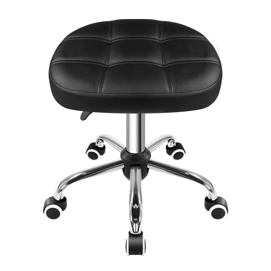

Oval Rolling Stool Height Adjustable Massage Chair with Wheels for Spa Salon Black