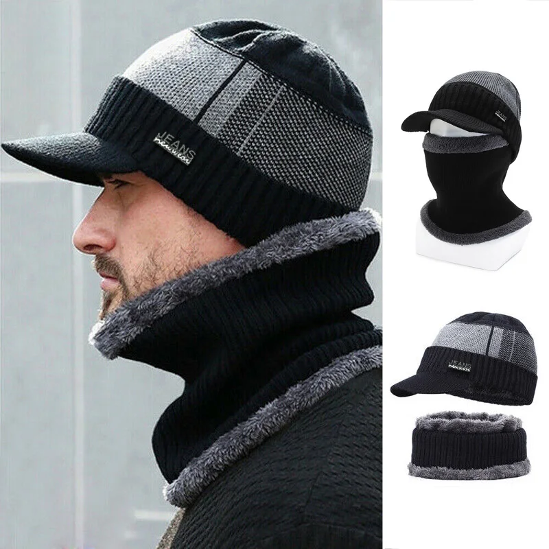 

Fashion Knitted Hats Scarf Set Winter Cycling Face Protection Warm Hat Outdoor Thickened Windproof Beanie Valentine's Day Gift