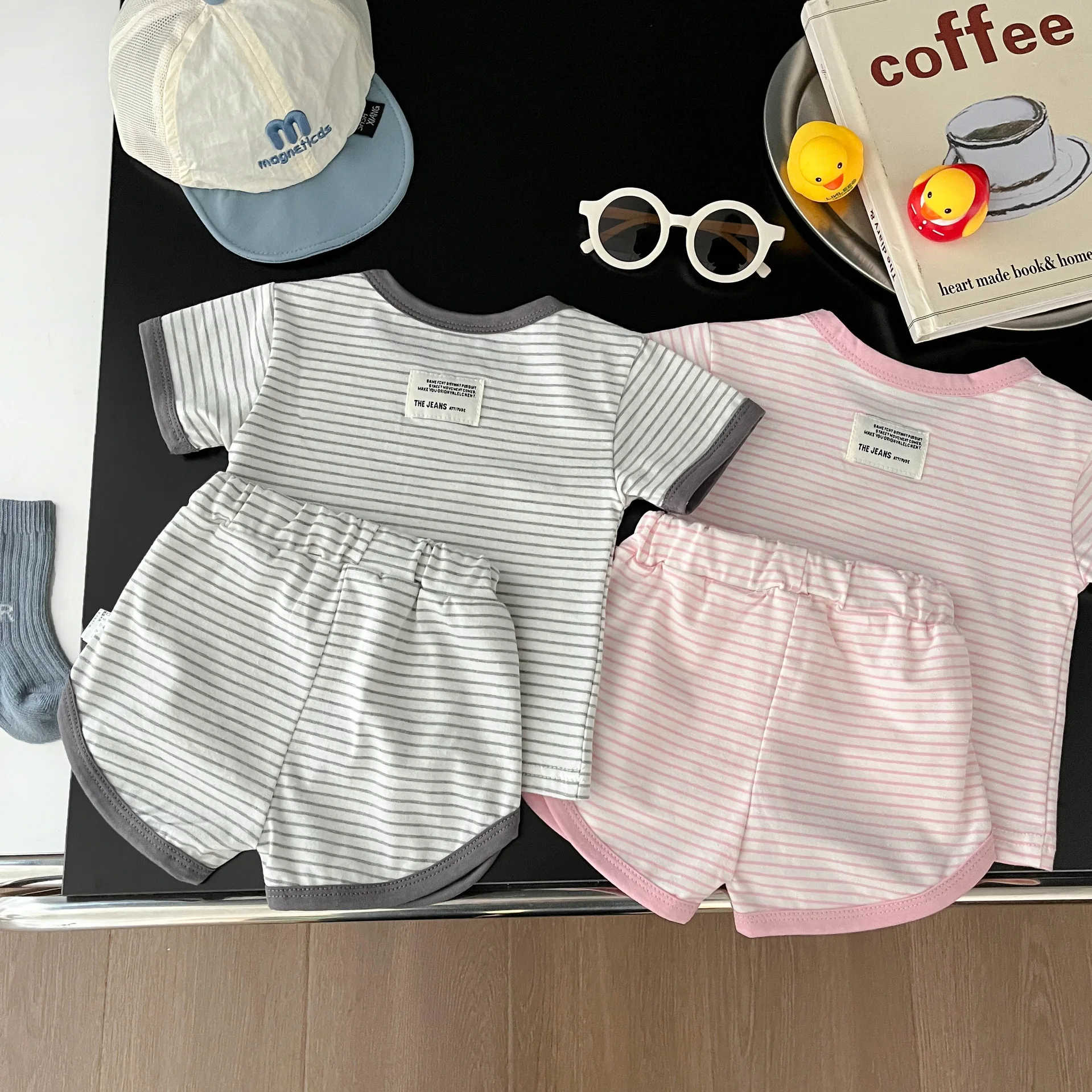 Summer Children's Clothing Boy Girl Striped Short Sleeve Tops + Shorts 2pcs Baby Cotton T-shirt Suit Fashion Kid Casual Tees Set