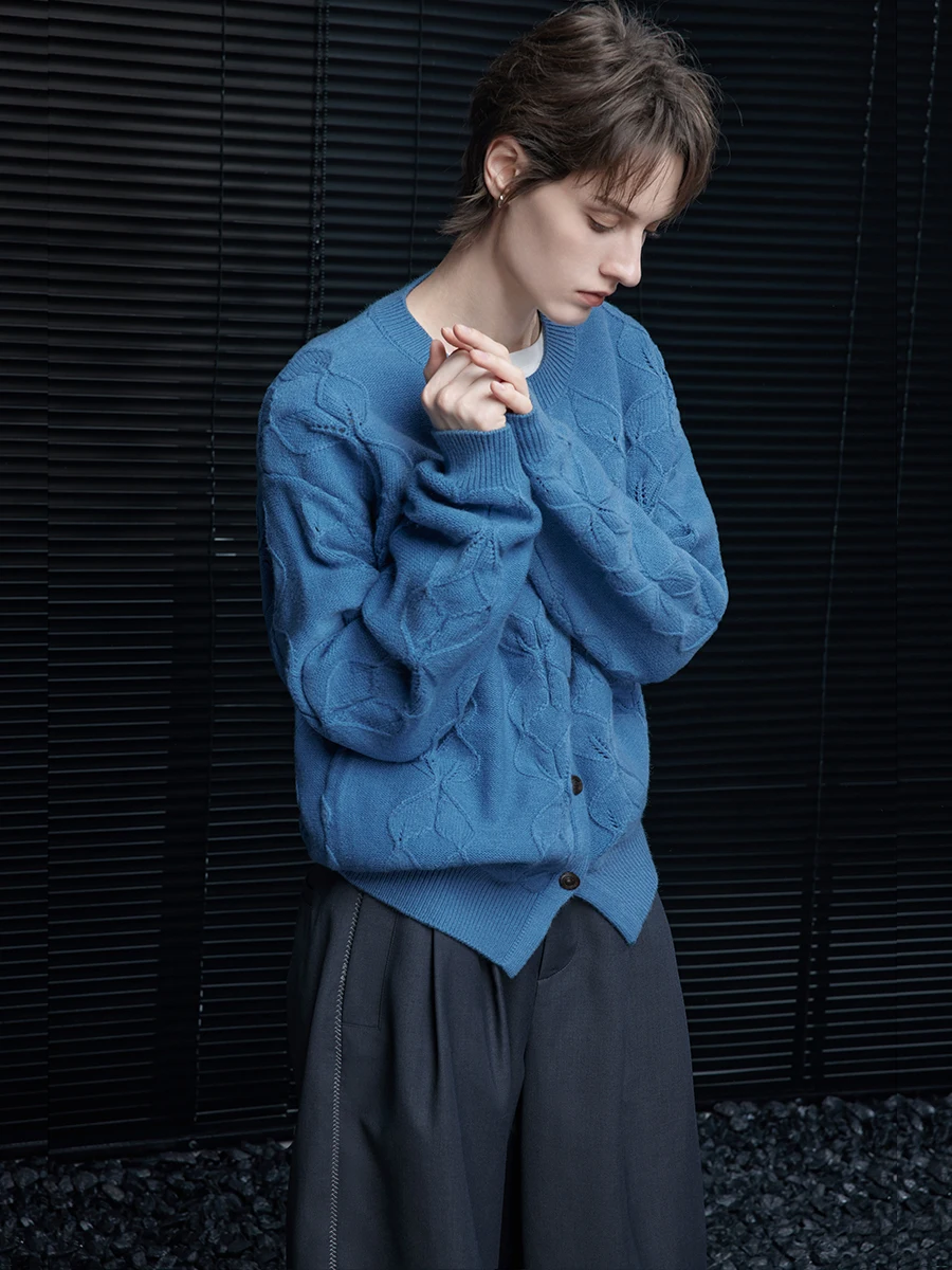 

Синий вязаный свитер с цветочной вышивкой, женский кардиган Faion Street Sle, осеннее новое поступление, винтажное элитное ощущение