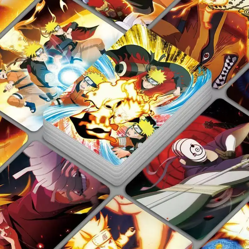 Neue Naruto Uzumaki Naruto Uchiha Sasuke 55-teilige Karten-Sammlung Hochwertige Anime-Druckkarten für Schüler und Studenten Gedenkkarten – Detail 3
